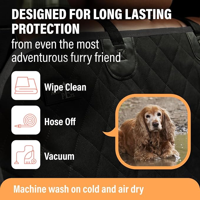 Active Pets Orange XL Dog Car Hammock Back Seat Cover, Waterproof Backseat Cover Protector for Truck Bench Rear of Sedans or SUVs, Essential Pet Supplies Vacuum or Wipe Clean, Machine Washable - Image 6