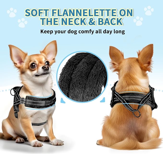 SlowTon No Pull Small Dog Harness and Leash Set with Front Clip | Soft Padded, Neck & Chest Adjustable, Lightweight, Anti-Twist, Puppy Vest Harness Pet Lead Combo for Small Medium Dog, B XXS - Image 2