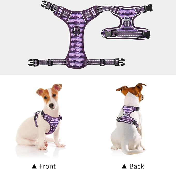 Timos Small Dog Harness, No Pull No Choke, Easy On & Off, Moon Night, XS | Adjustable Reflective Soft Padded, Neck Quick Release with 3 Buckles, Front & Back 2 Clips and Handle for Walking Training - Image 7