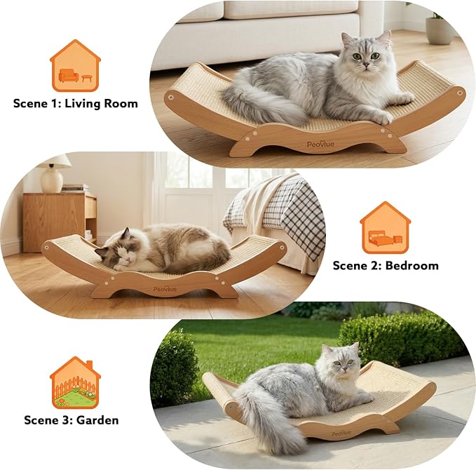 Extra-Large Cat Scratcher Bed with Natural Sisal Scratching Pad | Wooden Cat Bed Lounge Hammock, for Indoor Cats, Durable Cat Scratching Post Furniture, Extra Large Size for Big Cats - Image 6
