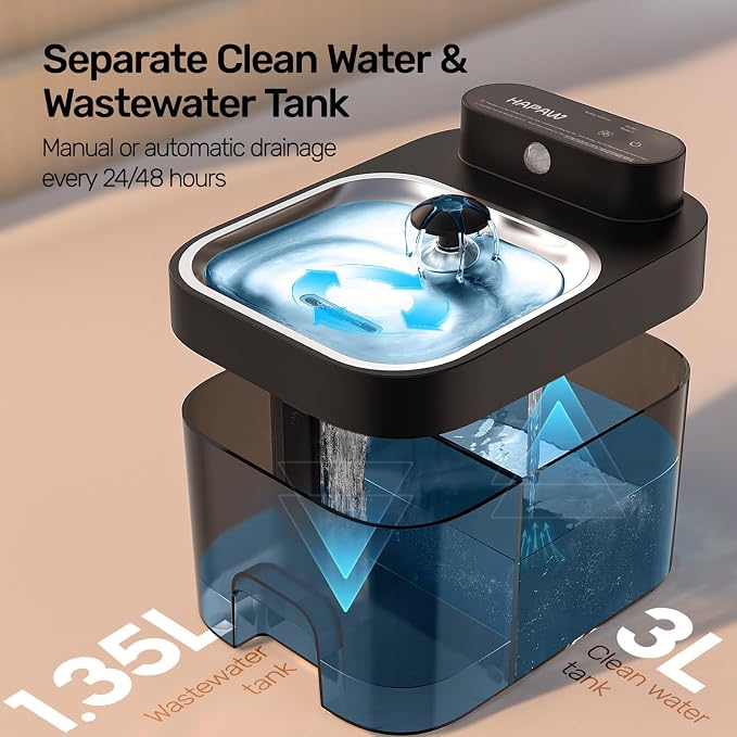 2026 Latest Cat Water Fountain, No Filter Cotton, App Monitoring Wastewater Separation Wireless Pet Fountain, 5000mAh Battery & Plug-in, 3L/101oz Water Dispenser for Cats Indoor, 2.4G Wi-Fi - Image 2