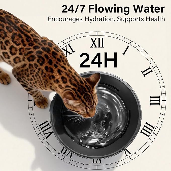 DEEIPET 2.2L/74oz Bubbling Cat Water Fountain, 360° Drinking Area, 24H Oxygen-Rich Flow, Replaceable Pump & BPA-Free ABS, LED Auto Shut-Off Pump, Ultra Quiet USB Adapter, for Cats & Small Dogs - Image 3