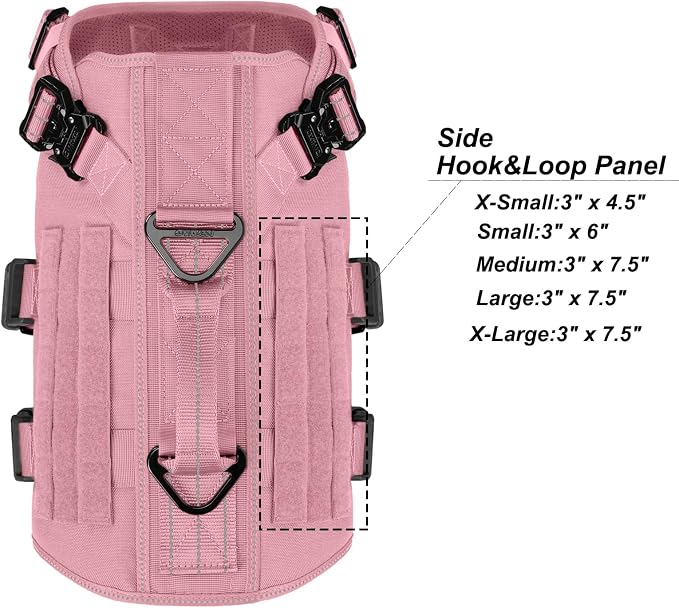 ICEFANG No Pull Tactical Dog Harness for Large Dogs,Adjustable Dog Vest | Control Handle,MOLLE Panel,Front Hook,3 Leash Clips,Soft Padded,for walking training,Pink,Large - Image 4