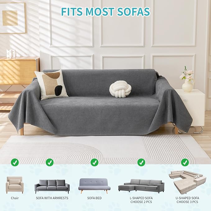 Warmstar Couch Protector from Cat Claws, Waterproof Couch Cover Anti Slip | Couch Cover 3 Cushion Sofa Washable,Anti-Scratch Pet Sofa Cover Heavy Duty,71"X118", Dark Grey - Image 6