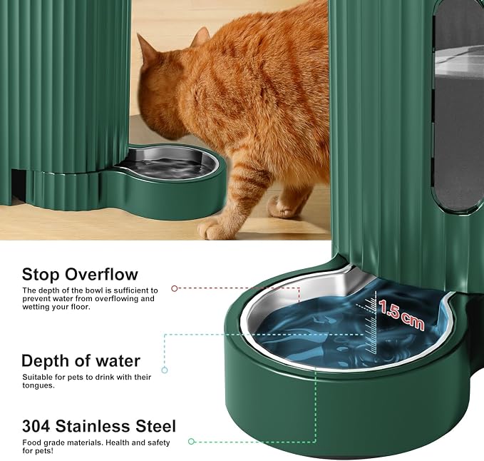 Gardner Pet Automatic Gravity Cat Food Feeder and Water Dispenser Stainless Steel Two-in-One Set Large Capacity Dispenser for Pets Dogs, Puppies, Kittens-(0.8 Gallons x 2) - Image 5