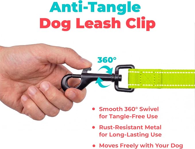 Best Pet Supplies Voyager Nylon Dog Leash - Lime Green, Medium | 5ft in Length, 3/4" in Width, Reflective, Soft Neoprene Handle, Heavy Duty Metal Clips for Running, Walking & Training - Image 7