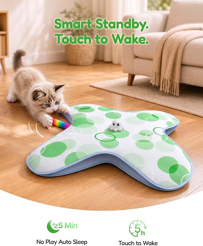 PetsBusy Automatic Hide &Seek Interactive Cat Toys for Indoor Cats,[Week-Long Big Battery] Rechargeable Smart Touch-Activated Kitten Toy with Moving Rainbow Tail for Bored Adult Cats, - Image 6