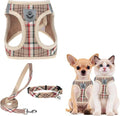 PUPTECK Dog Harness, Collar and Leash Set No Pull for Small Medium Sized | Plaid Puppy Step-in Escape Proof Reflective No Choke Pet Cat Adjustable Walking Vest by PUPTECK