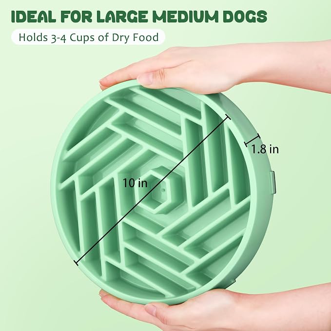 WHIPPY Slow Feeder Dog Bowl, Puzzle Maze Design to Slow Down Eating, 3-Cup Capacity, Anti-Gulping Food Bowl for Medium & Large Dogs,Mint Green - Image 6