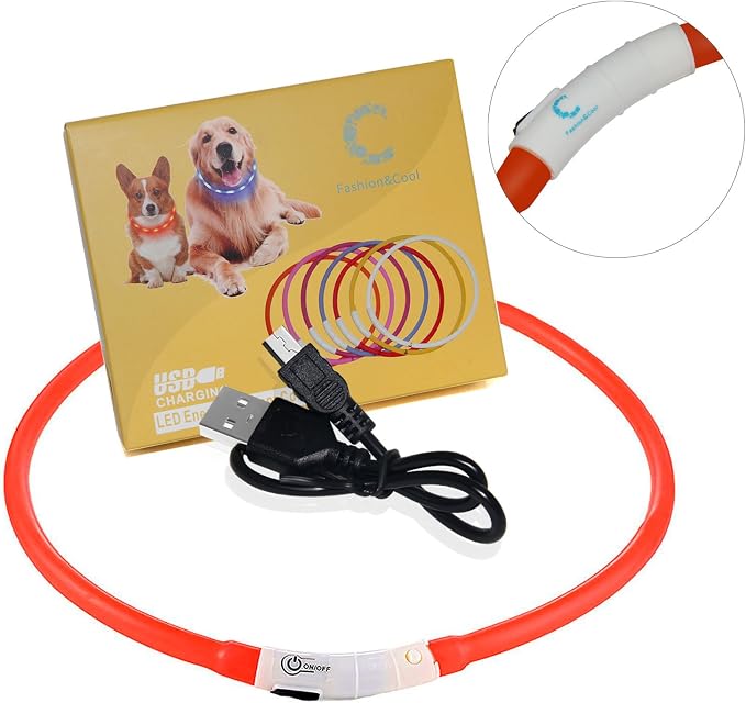 LED Dog Collar,USB Rechargeable Glowing Dog Collars, Light Up Collar Improved Pet Safety &Visibility at Night, 3 Flashing Modes,Water-Resistant LED Lighted Fits for Small Medium Large Dogs - Image 8