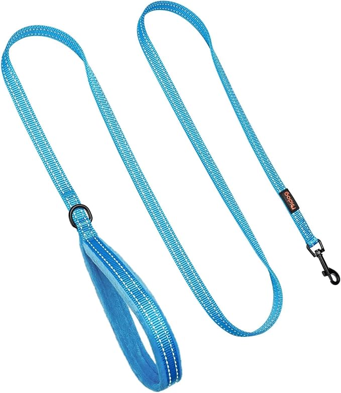 Didog 6FT Reflective Dog Leash for Small Medium Dogs, Slim 5/8" Width, Blue | Soft Padded Handle, Plush Comfort Grip, Tangle-Free, 360° Swivel Clasp for Daily Walking and Training, Night Safety - Image 4