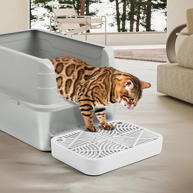 Cat Litter Box Step Non-Slip Cat Step with Filter Function,White | Double Layer Litter Box Ramp for Kitten & Elderly Cats, Litter Catcher for Automatic Cat Litter Box, Easy to Clean - Image 7