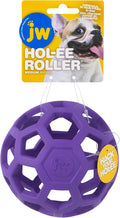 JW Pet HOL-ee Roller, Natural Rubber, Medium 4.5in, Colors May Vary | Puzzle Ball Design Dog Toy for Interactive Play and Chasing Fun by JWPet