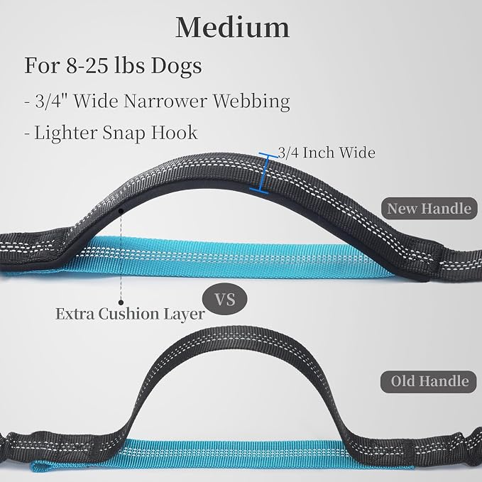 Hands Free Dog Leash with Zipper Pouch, Medium, 8-25 lbs, Black | Waist Leash, Dual Padded Handles, Shock-Absorbing Bungee, Adjustable Waist Belt, Walking and Running - Image 2