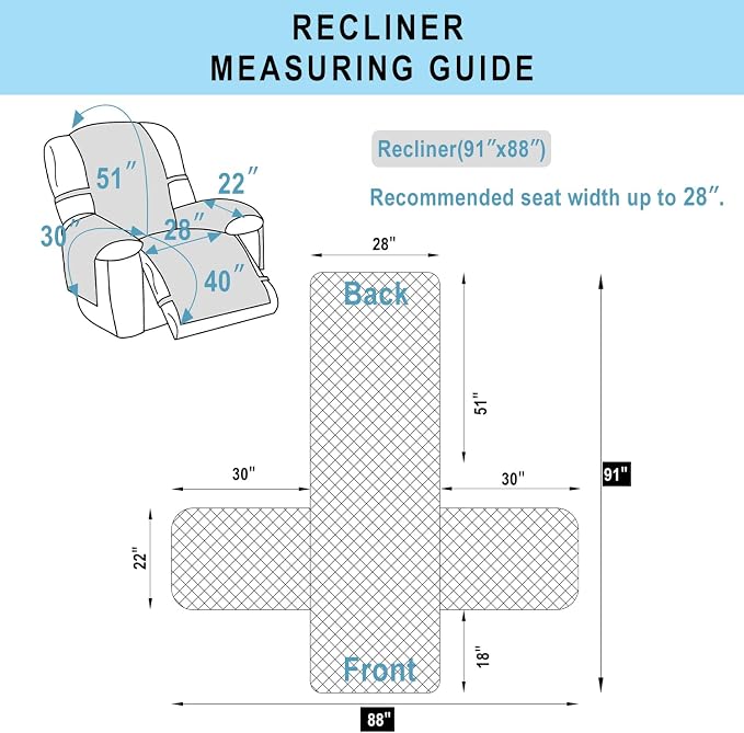 Reversible Chair Covers for Recliner Oversized, Beige/Beige | Recliner Oversized Covers for Living Room with Elastic Straps, Water Repellent, Chair Protectors Covers for Dogs - Image 7