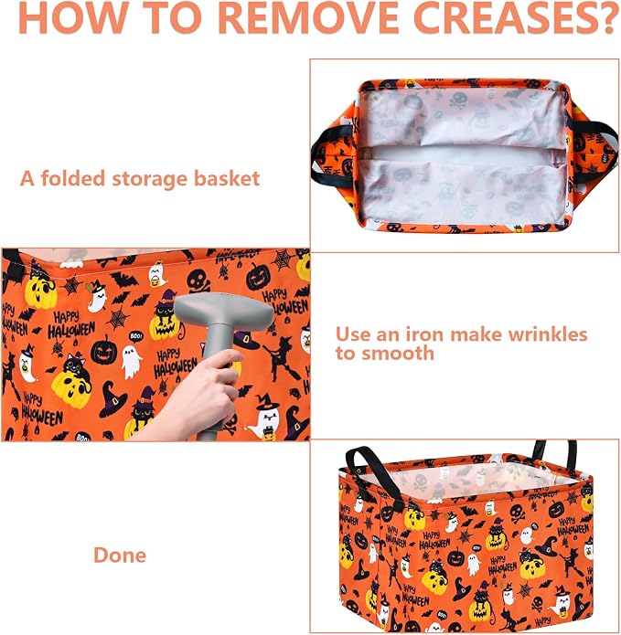 Halloween Pumpkin Ghost Storage Basket, Black Cat Spider Toy Organizer - Image 8