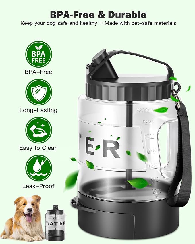 SwSun 77oz Large Dog Water Bottle, Portable Dog Travel Water Dispenser with Pull-Out Bowl, Ideal for Hiking, Camping, Dog Parks, Leak-Proof BPA-Free Outdoor Dog Water Bottle for Large Dogs,Black - Image 4