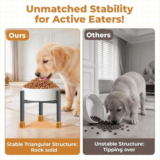 Elevated Dog Bowl Stand for Small Medium Breed, 2 Pack 10in Tall Holder | Adjustable Width 6-10in,Non-Slip Metal Puppy Food Water Raised Feeder, Fits Various Size Ceramic Stainless Steel Bowl - Image 4