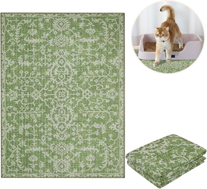 Lovewag Cat Litter Mat, Litter Box Mat, Jade Quilt, 36x48, 2 Pack | Washable litter mat cover, kitty litter mat & cat mat for litter box, litter trapping mat, prevents tracking, multi-cat - Image 8