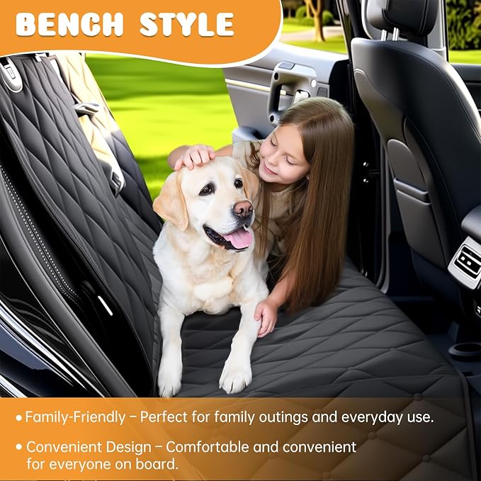 Dog Car Seat Cover for Back Seat 100% Waterproof, Long-Lasting and Soft Nonslip Backseat Dog Cover for Cars, SUVs and Trucks, 600D Oxford Fabric, Black, Standard (54" W x 59" L) - Image 3