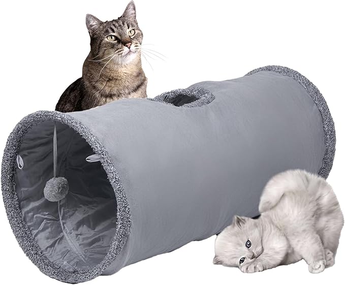 Cat Tunnel, Durable Suede Collapsible Cat Play Tube Toys with Play Ball, Indoor Cat Tunnel for Cat, Puppy, Kitty, Kitten, Rabbit (Small) by TiLanmiy