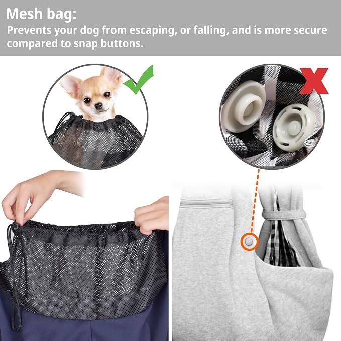 CUBY Dog and Cat Sling Carrier - Hands Free Reversible Pet Papoose Bag - Soft Pouch and Tote Design - Suitable for Puppy, Small Dogs Cats Outdoor - Image 3