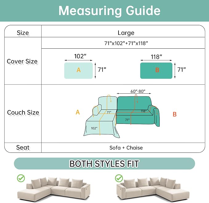 MYSKY HOME Couch Cover for Sectional Sofa, 2 Pieces Couch Covers for L Shape Sofa Geometrical Sofa Slipcovers for 2-3 Cushion Couch Sofa Throws for Pets, Kids (71"x118"+71"x118", Frost Grey) - Image 2