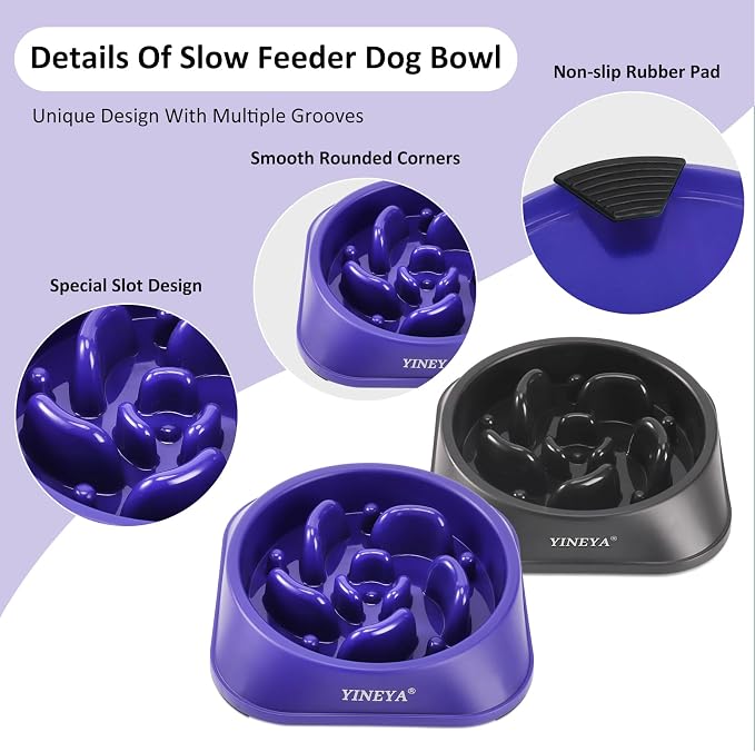 YINEYA 2PCS Slow Feeder Dog Bowls, Pet Supplies That Slow Down Eating, Pet Food Bowls, Maze Dog Puzzle Feeder for Medium Breed - Image 4