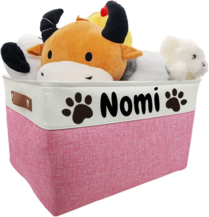 Personalized Dog Toy Basket Dog Toy Box with Pet`s Name for Dog Chew Toys,Clothing,Stuff - Image 7