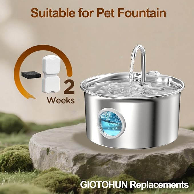 GIOTOHUN Cat Water Fountain Filter Replacement: 24 Cat Fountain Filter - 24 Pet Fountains Filters - 12 Filters & 12 Sponges - Suitable for ATMZIQXR GIOTOHUN KOOGMOON UMOCUOY IHOUONE HOOISE - Image 2