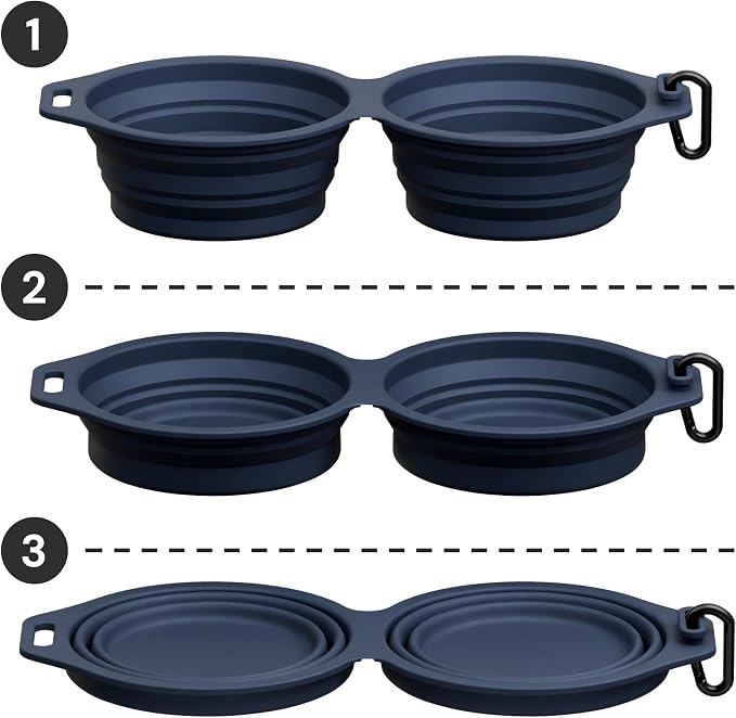 Pup Culture Dual Collapsible Dog Bowls | Silicone Travel Water Bowl for Dogs | Food Grade, No Plastic Rim, Portable Dog Bowl for Food and Water - Easy to Clean | BPA Free and Safe for Your Pup-Navy - Image 5