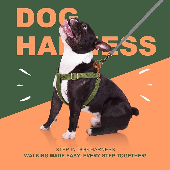 Step in Dog Harnes for Medium Dogs, Green, M, Chest 19-28" | Freedom Nylon Dog Halter Vests with Metal Buckles, Easy On and Off, Adjustable Straps, Escape-Proof, Easy Walking Training - Image 5