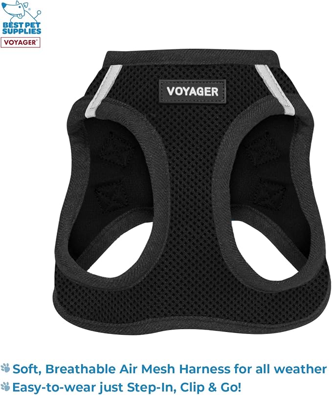 Voyager Step-in Air Dog Vest Harness - Black/Black Trim, Medium | 16 - 18" in Chest, Reflective Bands, All Weather Breathable Air Mesh, Cats Compatible, Lightweight, Fast Drying - Image 2