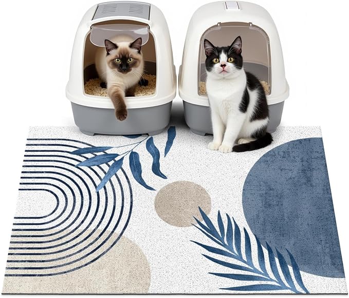 Cat Litter Mat Litter Trapping Mat, 33"x24" Waterproof Urine Proof Litter Box Mat Catcher Mat Non-Slip Washable for Kitty Kitten, Blue by Unknown