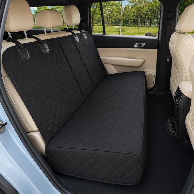 Water & Scratch Resistant Dog Car Seat Cover for Back Seat | Protects Car Seats,Non-Slip,Pre-Cut Holes,Oxford Cloth Material,Easy to Clean,Universal Fit for Cars,SUVs,MPVs by Unknown