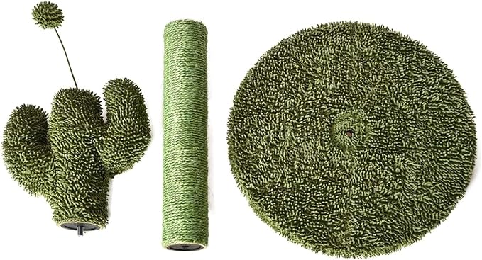 Amazon Basics Cat Scratching Post, Indoor Cactus with Natural Sisal for Kittens with Dangling Ball Toy, Medium, 25.6"H, Green - Image 4