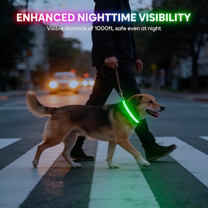 Weesiber Light Up Dog Collar, USB Rechargeable LED Dog Collar Glow in The Dark, Adjustable Reflective Waterproof Dog Collar Light for Night Walking (RGB, M) - Image 6