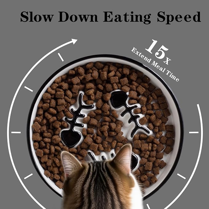 Ceramic Cat Bowls Set, Whisker-Friendly Feeding Dishes, Wet & Dry Food, 2-Pack - Image 2