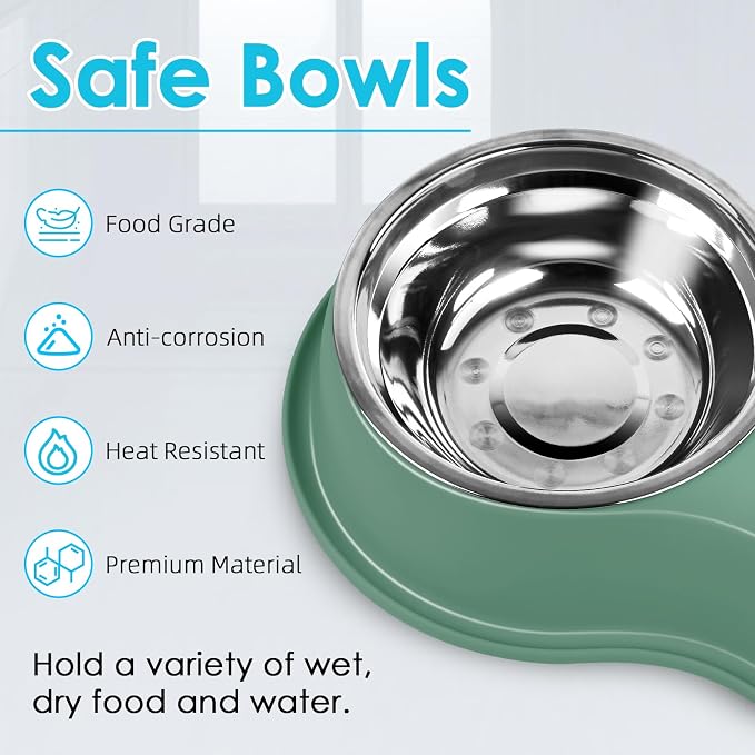 Epetslove Stainless Steel Dog Bowls Double Non-Slip Dog Water and Food Bowl | Pet Feeder Bowls, Dog Dishes, Raised Feeding Design, Double Bowls Set, For Puppies, Medium Dogs and Cats, Outdoor / Indoor - Image 4