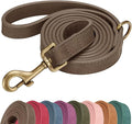 Didog PU Leather Dog Leash for Small Dogs, 5/8in x 5ft, Brown | Soft Grip Full Control, Easy Clean, Metal D-ring for Poop Bag Holder, Tangle-Free 360° Swivel Clasp, for Walking & Training by Didog