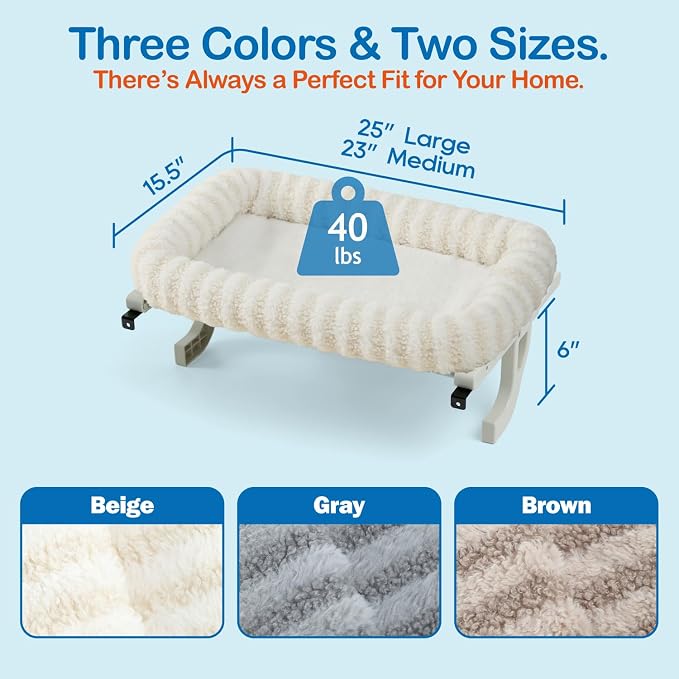 Zakkart Mellow All-Around Cat Hammock for Windowsill, Dual-Mount (Beige, L) | Hook-On or Screw-On Installation, Machine Washable Bed, Heavy Duty ABS & Metal Frame, Support up to 40 lbs. - Image 5