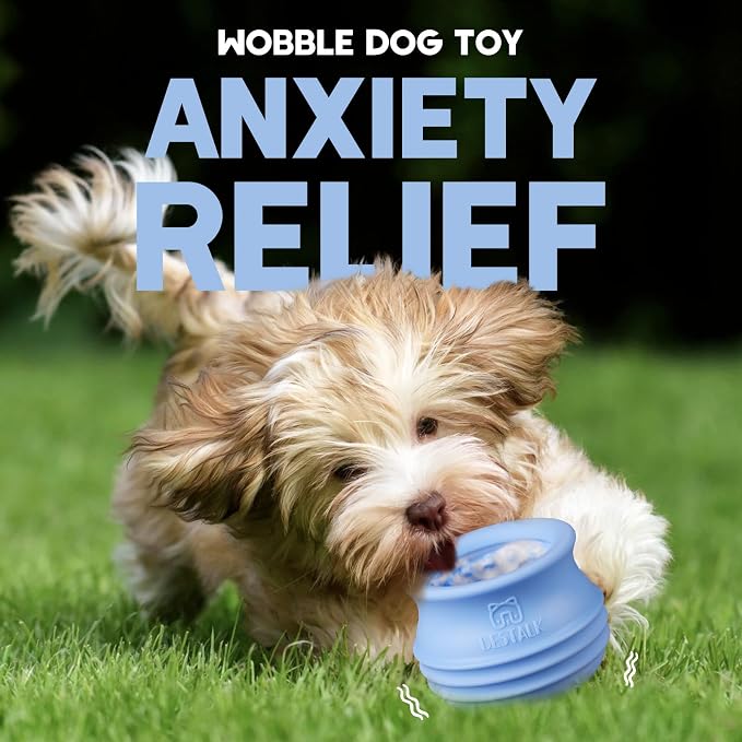 Dog Enrichment Treat Toy, Long-Lasting Wobbly Interactive Freeze Lick Toys for Dogs, Stuffable Puzzle Feeder Toy for Boredom, Silicone Treat Dispensing Chew Toy (Baby Blue,M) - Image 2