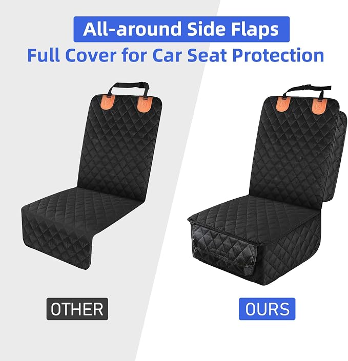 PETICON 2 Pack Pet Car Seat Cover for Front Seat, Captain Chair Seat Cover | Waterproof Pet Seat Protector, Full Protection with Side Flaps, Non-Slip, Large Front Storage Pocket, Fits Cars/Trucks/SUVs - Image 3