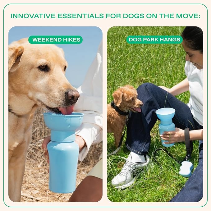 Springer Flip Dog Water Bottle | Portable Drinking Feeder with Foldable Food-Grade Silicone Bowl | One-Hand Squeeze & Leak-Proof | BPA-Free 20oz | Walking, Hiking & Camping | Puppy Essentials - Image 7