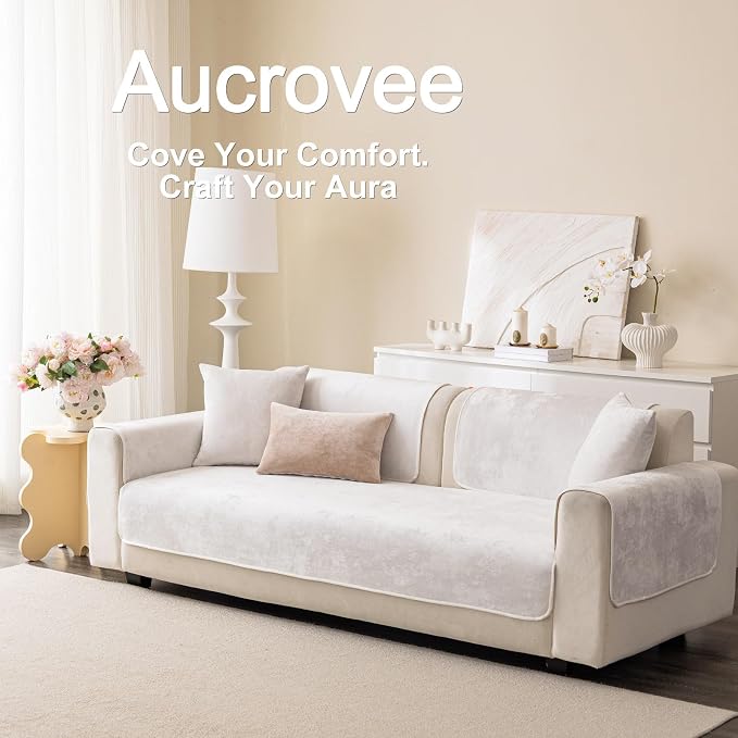 Easy Clean Couch Cover for Dogs,Non Slip Sofa Covers Washable for 3 Cushion Couch Sofa Sectional Sofa Slipcover, Furniture Protector (1 PCS 36"x94" White) - Image 4