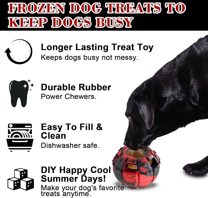 Yipetor Interactive Dog Chew Toy, Large Enrichment Frozen Treat Lick Ball | Durable Rubber, 3in1 Functional, Treat Fillable, IQ Puzzle, Separation Anxiety, Licking Clam, Dishwasher Safe, Slow Feeder - Image 2