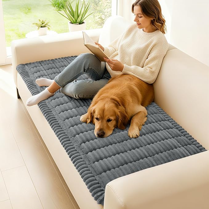 hyha Couch Cover for Dogs, Washable Non Slip Plush Flannel Sofa Protector | Thick Flannel, Anti-Slip Backing, Pet Hair & Scratch Protection, Fits Sofa & Loveseat (27.6" x 59") - Image 2