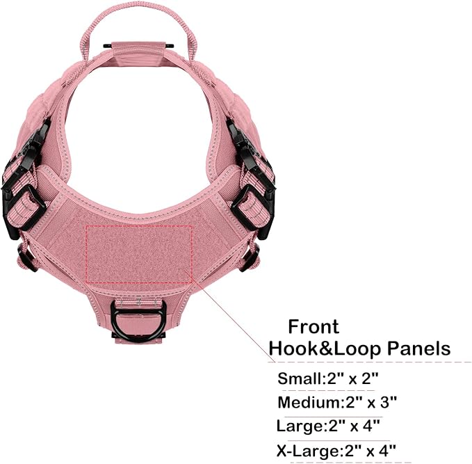 ICEFANG Tactical Dog Harness,for X-Large Dogs,Reflective No Pull Dog Vest | with Control Handle, Adjustable,Front Hook,2 Leash Clips,No Choke,Soft Padded,MOLLE Panel,Pink,X-Large - Image 4