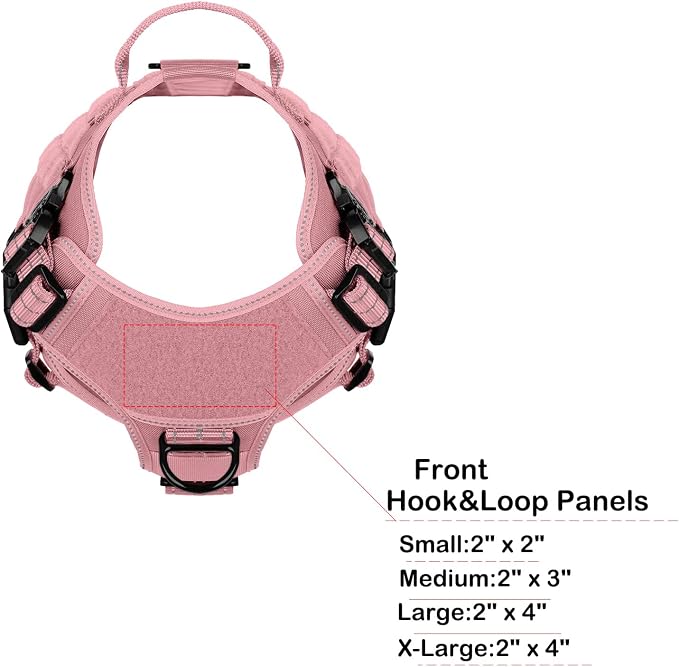 ICEFANG Tactical Dog Harness for Large Dogs,Reflective No Pull Dog Vest | with Control Handle,Adjustable,Front Hook,2 Leash Clips,Soft Padded,MOLLE Panel,Pink,Large - Image 4