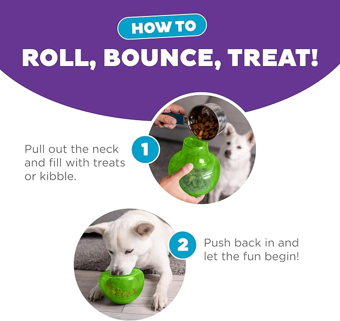 Outward Hound Snoop Interactive Treat Dispensing Dog Toy, Green, 5" | Rolls & Bounces, Treat Stuffer, Puzzle Ball & Slow Feeder, Enrichment, Mint Scented, Easy Clean, No BPA, Medium to Large Dogs - Image 5